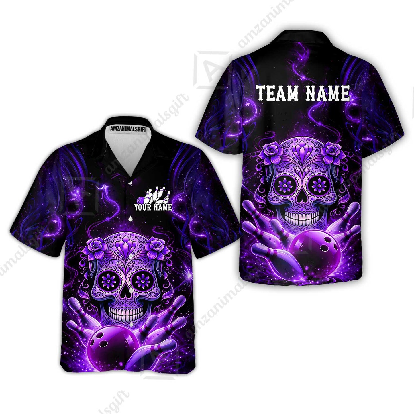 Customized Darts Team Jersey, Sugar Skull Bowler, Personalized Polo Shirt For Players With Name & Team Name