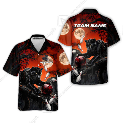 Customized Bowling Shirt, Midnight Panther, Personalized Polo Shirt For Players With Name & Team Name
