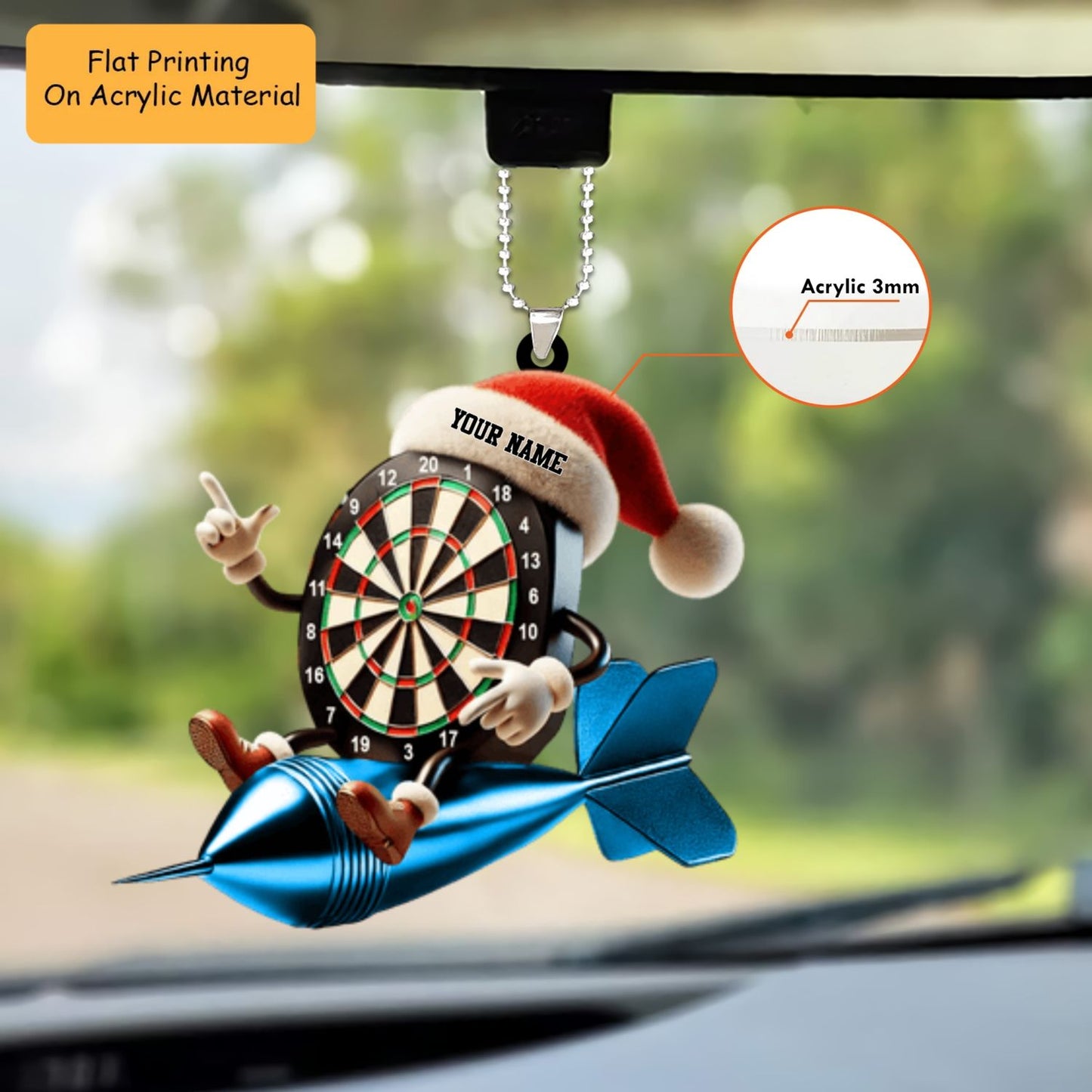 Personalized Dart Board Holding Pins Acrylic Ornament, Dart Board Keychain, Car Ornament, Christmas Ornament Gifts