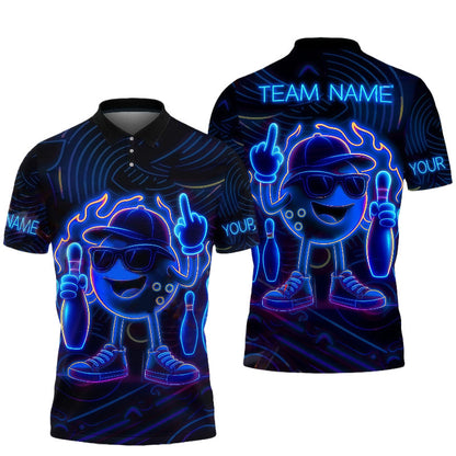 Hip-Hop Bowling Ball Character Unisex Polo Blue