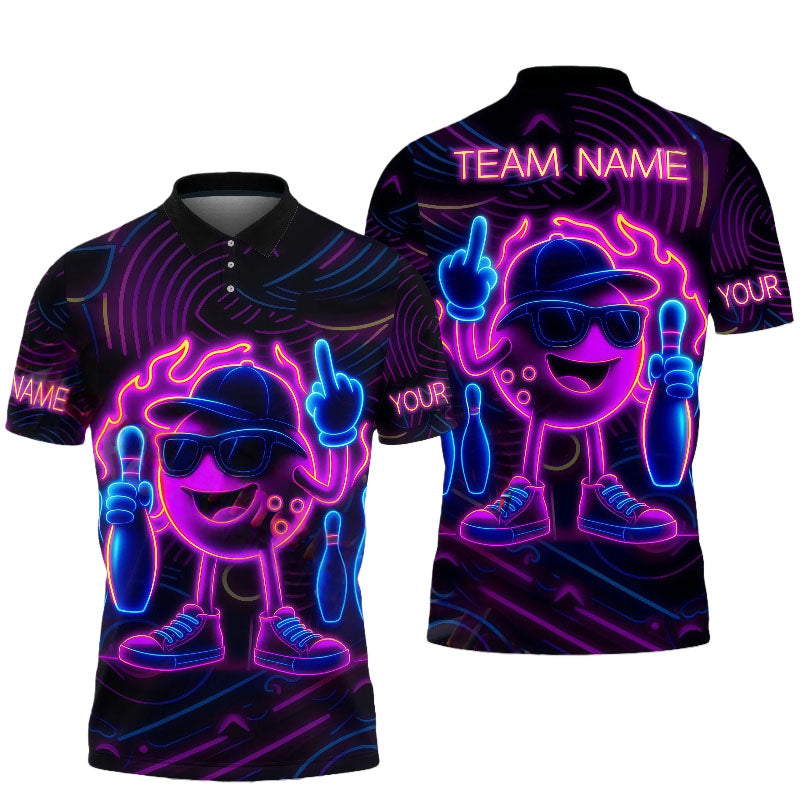 Hip-Hop Bowling Ball Character Unisex Polo Purple