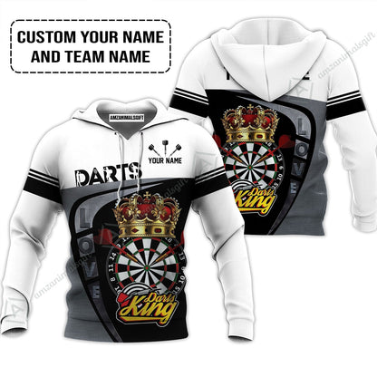 Customized Name & Text Darts Zip Polo Shirt, Darts King Personalized Name Darts Uniforms Zip Polo Shirt