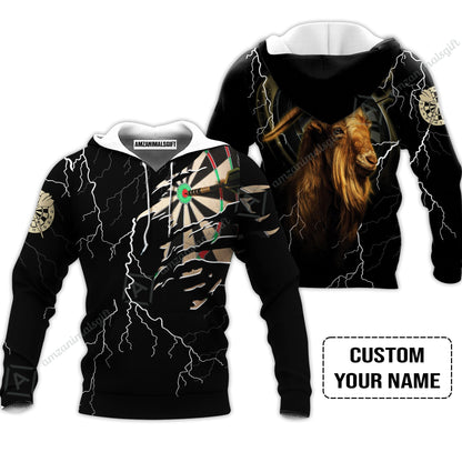 Customized Name Darts Zip Polo Shirt, Bullseye Dartboard Personalized Goat And Darts Zip Polo Shirt