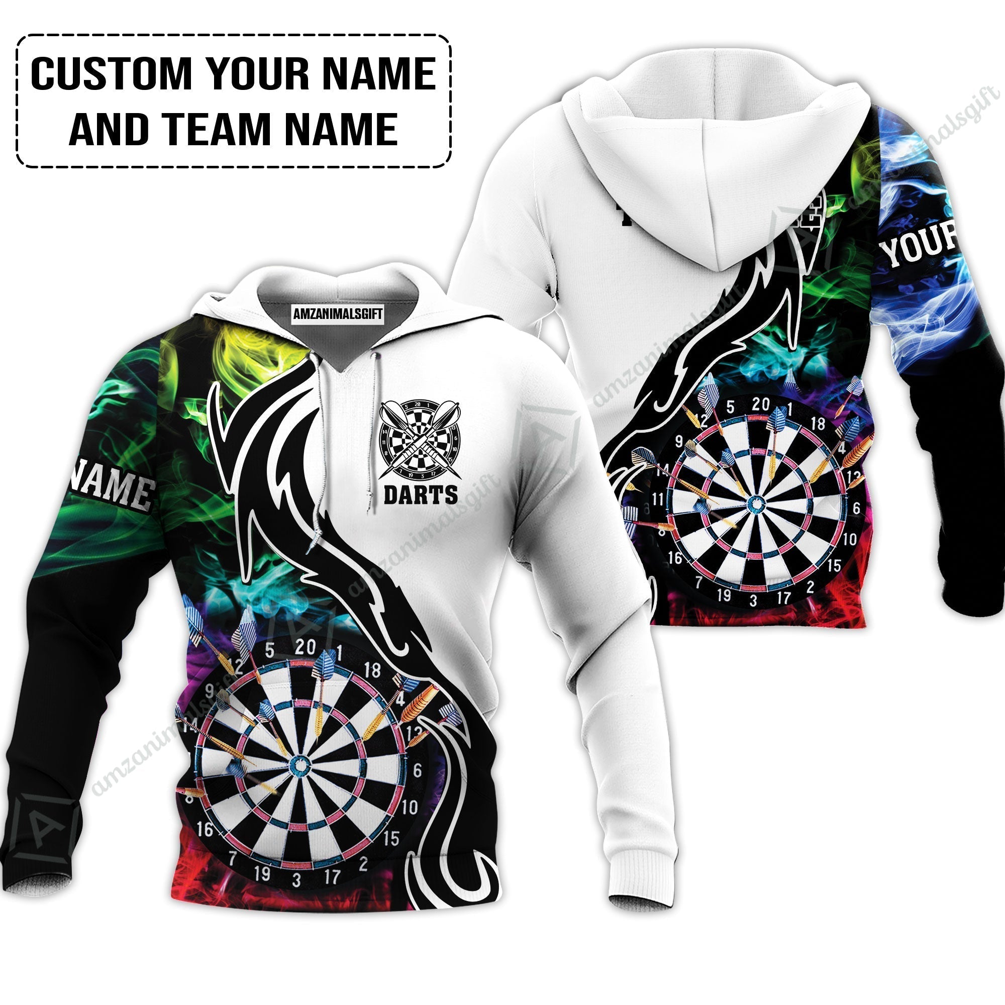 Custom Multicolor Darts Hoodie, Personalized Darts For Team Hoodie