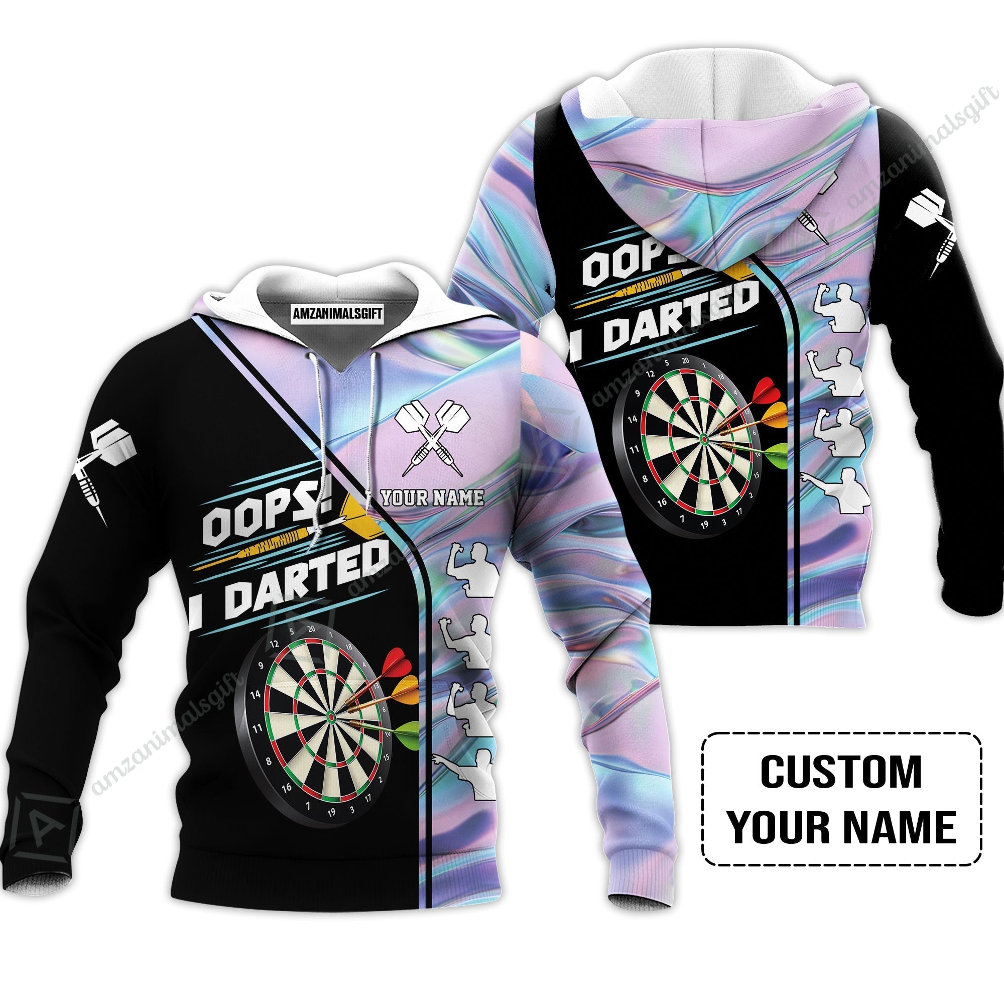 Customized Darts Hoodie, Dartboard, I Darted, Personalized Name Hoodie