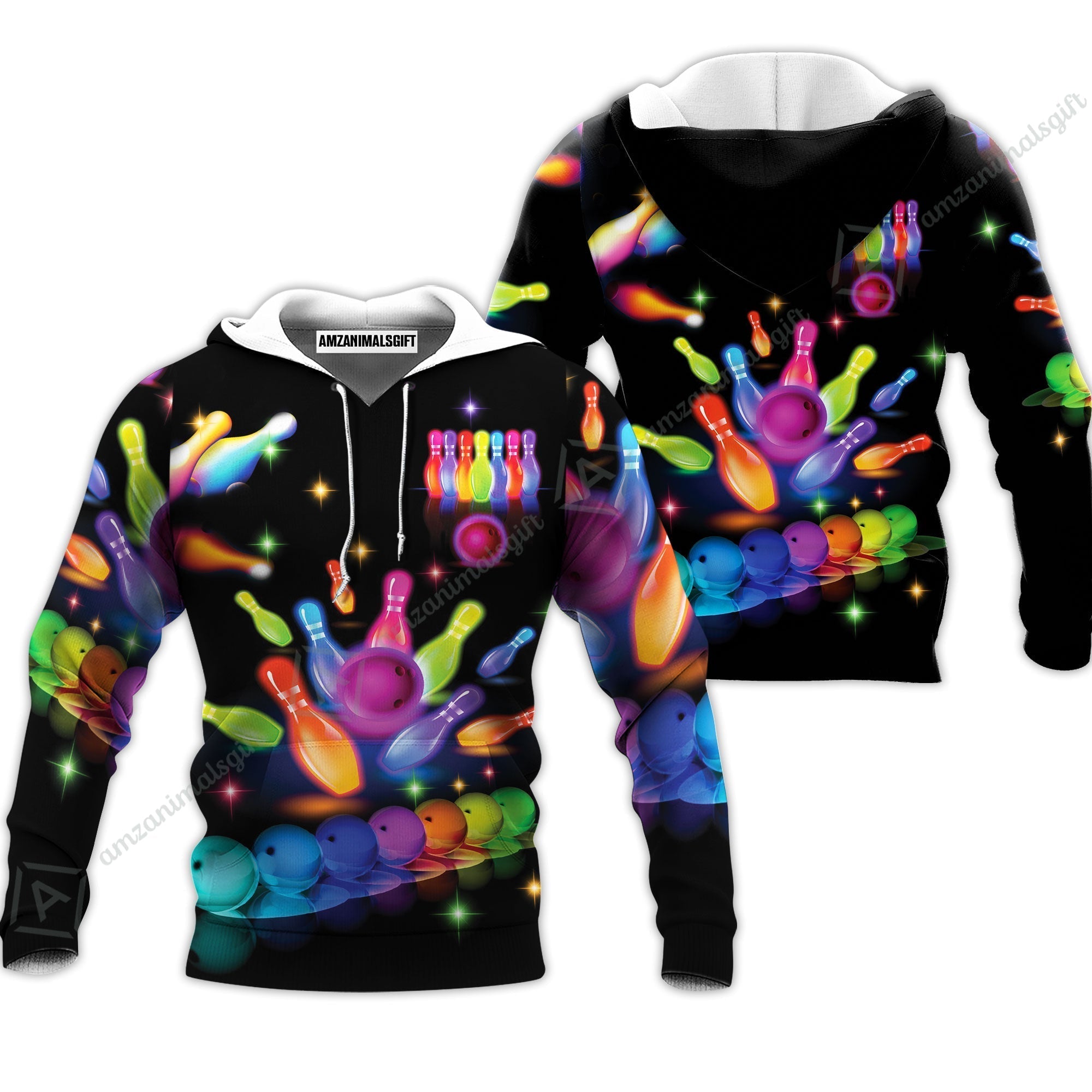 Bowling Hoodie, Colorful Bowling Shirt For Women And Men, Bowling Team Players Hoodie