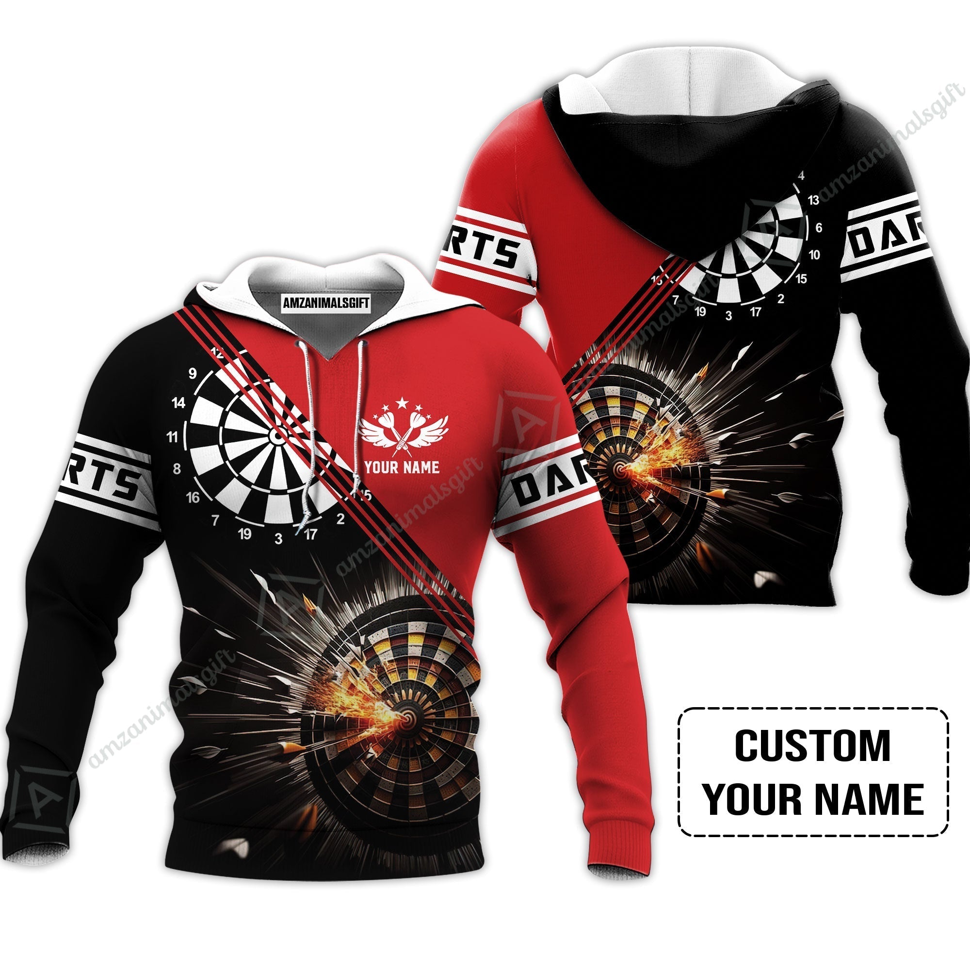 Customized Red Darts Hoodie, Custom Darts For Team Hoodie