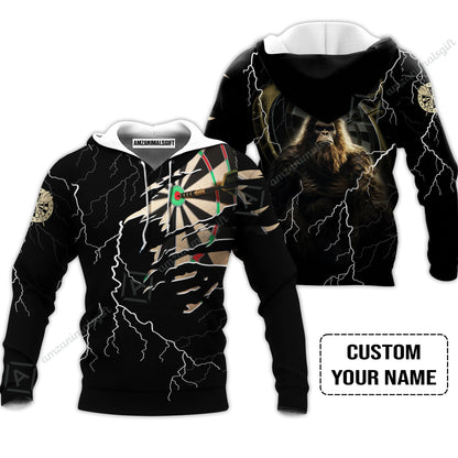 Customized Name Darts Long Polo Shirt, Bullseye Dartboard Personalized Bigfoot And Darts Long Polo Shirt