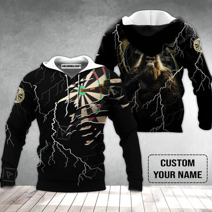 Customized Name Darts Hoodie, Bullseye Dartboard Personalized Bigfoot And Darts Hoodie