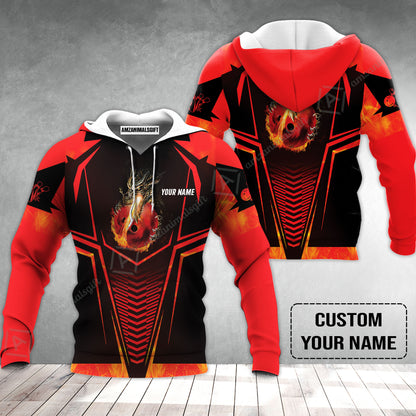 Bowling Custom Hoodie, Custom Name Dragon Fire Flame Personalized Bowling Hoodie