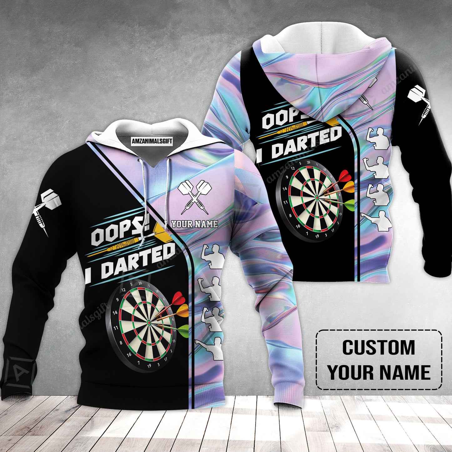 Customized Darts Hoodie, Dartboard, I Darted, Personalized Name Hoodie