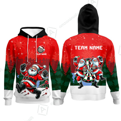 Custom Funny Santa Darts Team Unisex Polo Shirts, Darts uniforms Funny Santa Personalized Name And Team Name