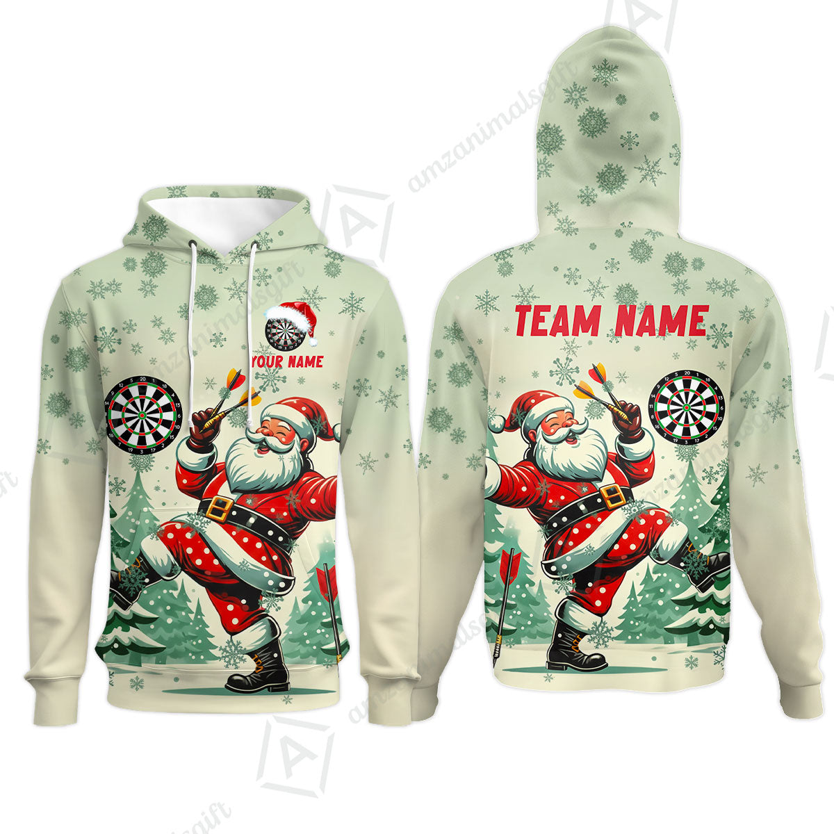 Custom Funny Santa Darts Team Unisex Polo Shirts, Darts uniforms Funny Santa Personalized Name And Team Name