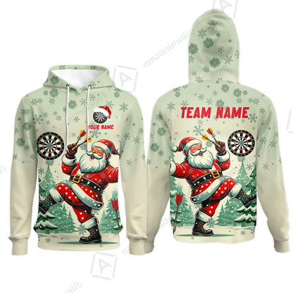 Custom Funny Santa Darts Team Unisex Polo Shirts, Darts uniforms Funny Santa Personalized Name And Team Name