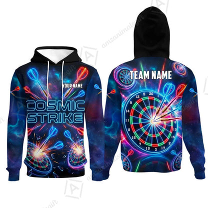 Custom Darts Team Jersey, Personalized Neon Galaxy Strike Darts Polo Shirt For Players With Name & Team Name