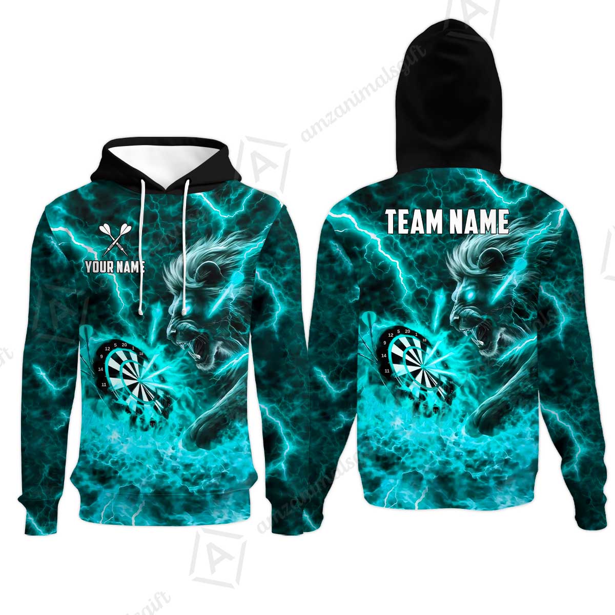 Custom Darts Team Jersey, Personalized Lightning Lion Jersey Shirt For Players With Name & Team Name