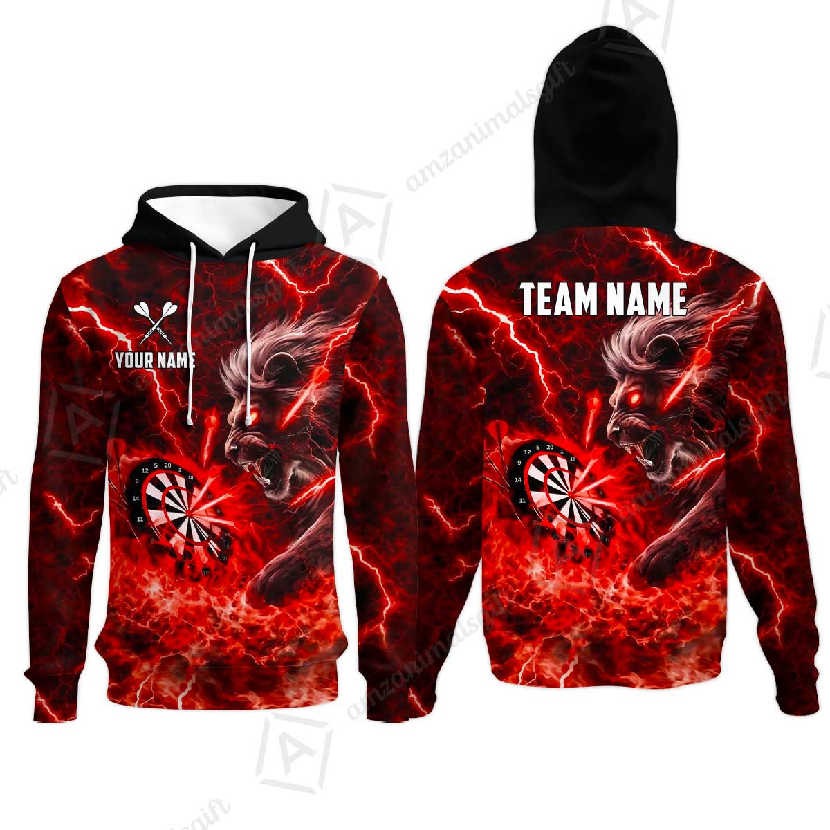 Custom Darts Team Jersey, Personalized Lightning Lion Jersey Shirt For Players With Name & Team Name