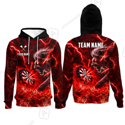 Custom Darts Team Jersey, Personalized Lightning Lion Jersey Shirt For Players With Name & Team Name