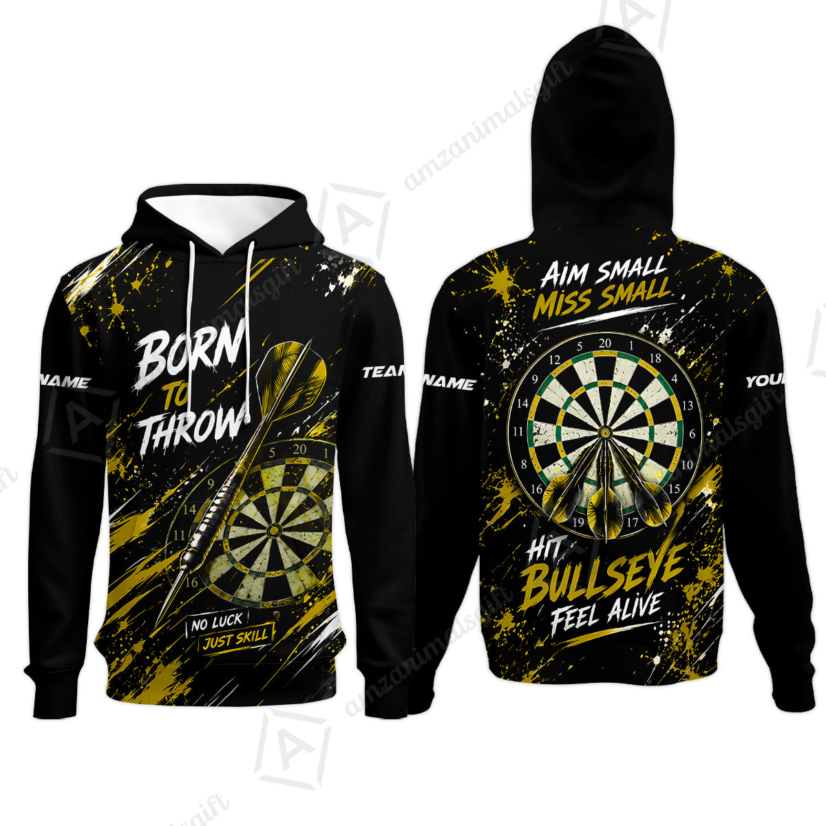 Customized Born To Throw No Luck Just Skill, Hit Bullseye Feel Alive Darts Jersey, Personalized Name And Team Name For Players
