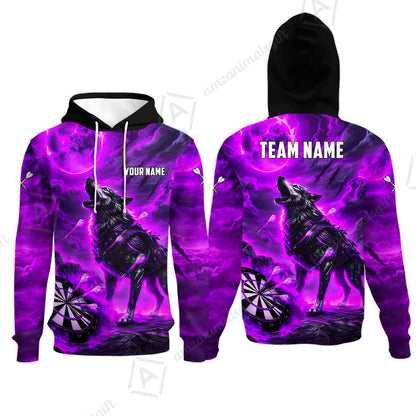 Custom Darts Team Jersey, Personalized Flaming Wolf Jersey Shirt For Players With Name & Team Name