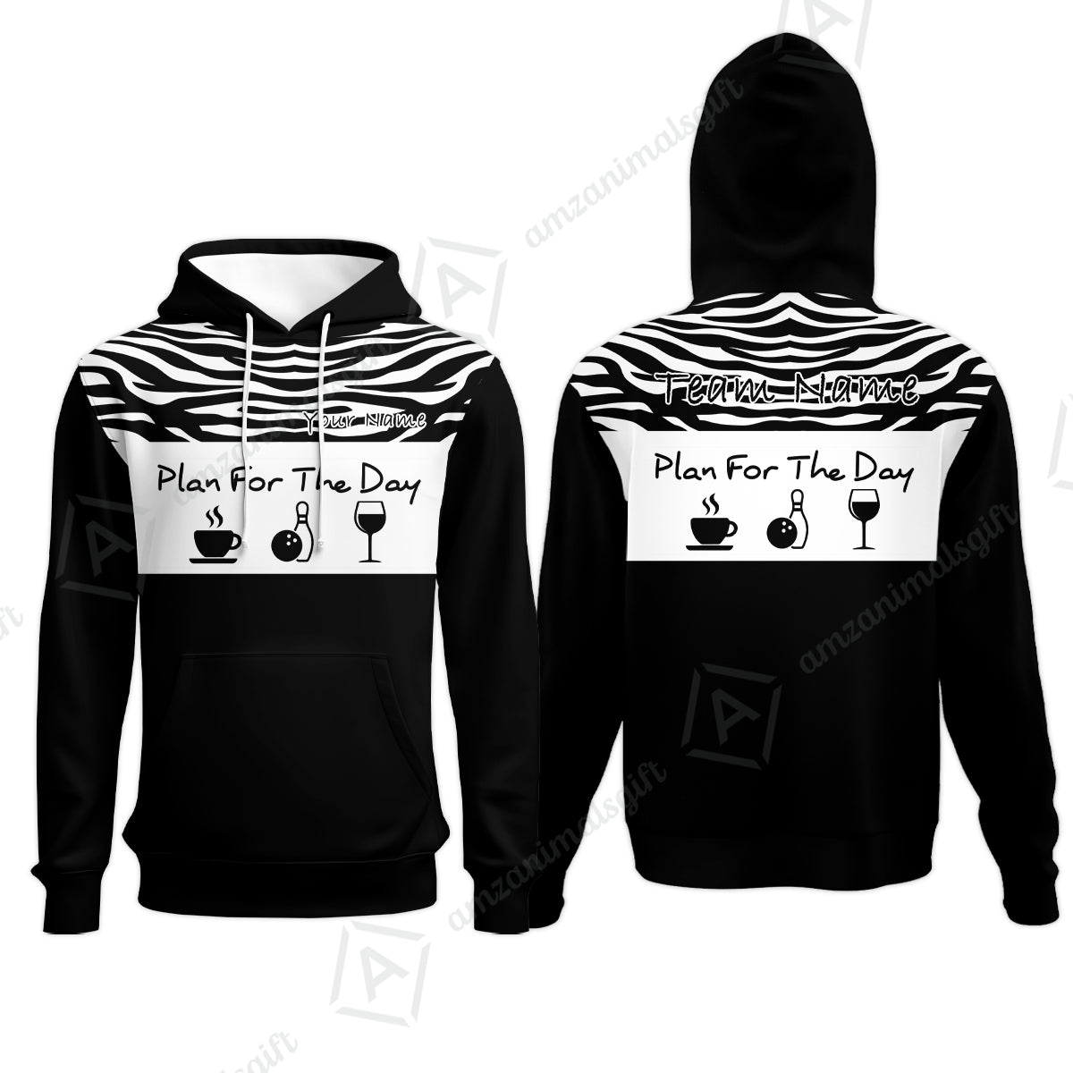 Custom Bowling Jersey Polo Shirt, Plan For The Day Zebra Pattern, Custom Bowling Jersey Team Shirt For Players With Name & Team Name