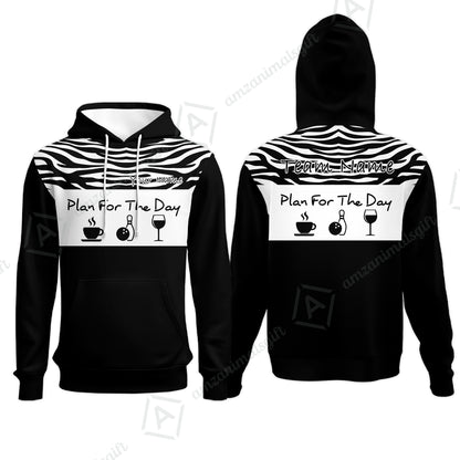 Custom Bowling Jersey Polo Shirt, Plan For The Day Zebra Pattern, Custom Bowling Jersey Team Shirt For Players With Name & Team Name