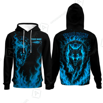 Customized Fire Wolf Dartboard Multicolor Darts Jersey, Personalized Name And Team Name For Players
