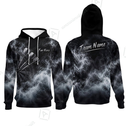 Custom Fog Rolling Darts Jersey, Personalized Name & Team Name, Smoky Dartboard Shirt for Players