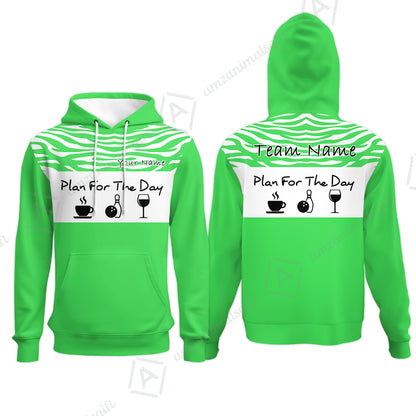 Custom Bowling Jersey Polo Shirt, Plan For The Day Zebra Pattern, Custom Bowling Jersey Team Shirt For Players With Name & Team Name