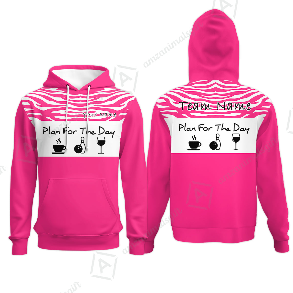 Custom Bowling Jersey Polo Shirt, Plan For The Day Zebra Pattern, Custom Bowling Jersey Team Shirt For Players With Name & Team Name