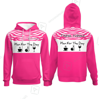 Custom Bowling Jersey Polo Shirt, Plan For The Day Zebra Pattern, Custom Bowling Jersey Team Shirt For Players With Name & Team Name