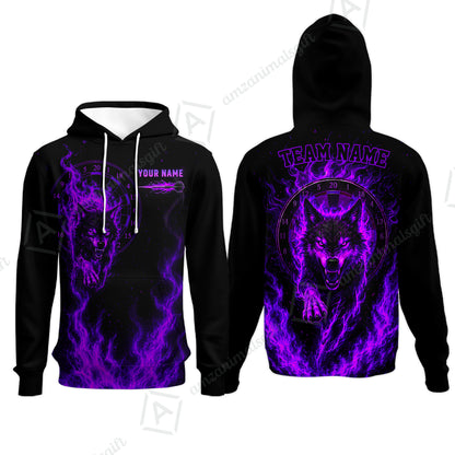 Customized Fire Wolf Dartboard Multicolor Darts Jersey, Personalized Name And Team Name For Players