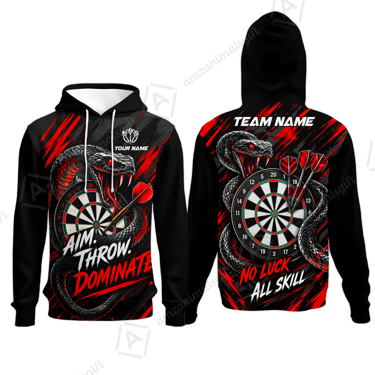 Customized Darts Team Jersey, Personalized Snake Darts Abstract Background Polo Shirt For Players With Name & Team Name