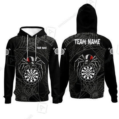 Customized Spider Web Black Widow Spooky Halloween Darts Jersey, Personalized Name And Team Name For Players
