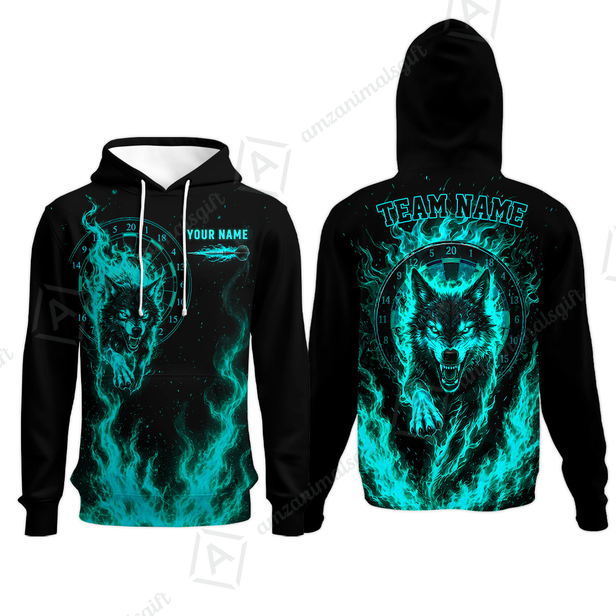 Customized Fire Wolf Dartboard Multicolor Darts Jersey, Personalized Name And Team Name For Players