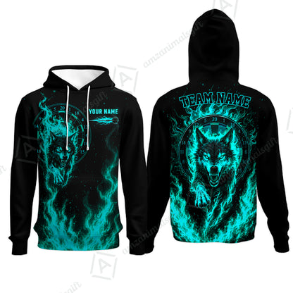 Customized Fire Wolf Dartboard Multicolor Darts Jersey, Personalized Name And Team Name For Players