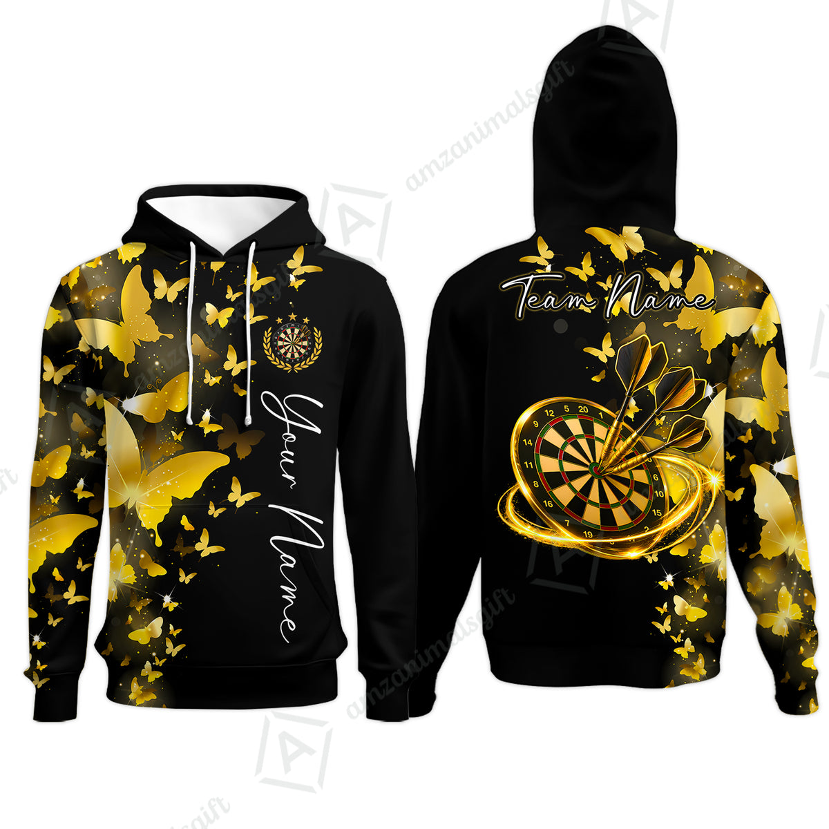 Customized Butterfly Elegant Sparkling Multicolor Darts Jersey, Personalized Name And Team Name For Players