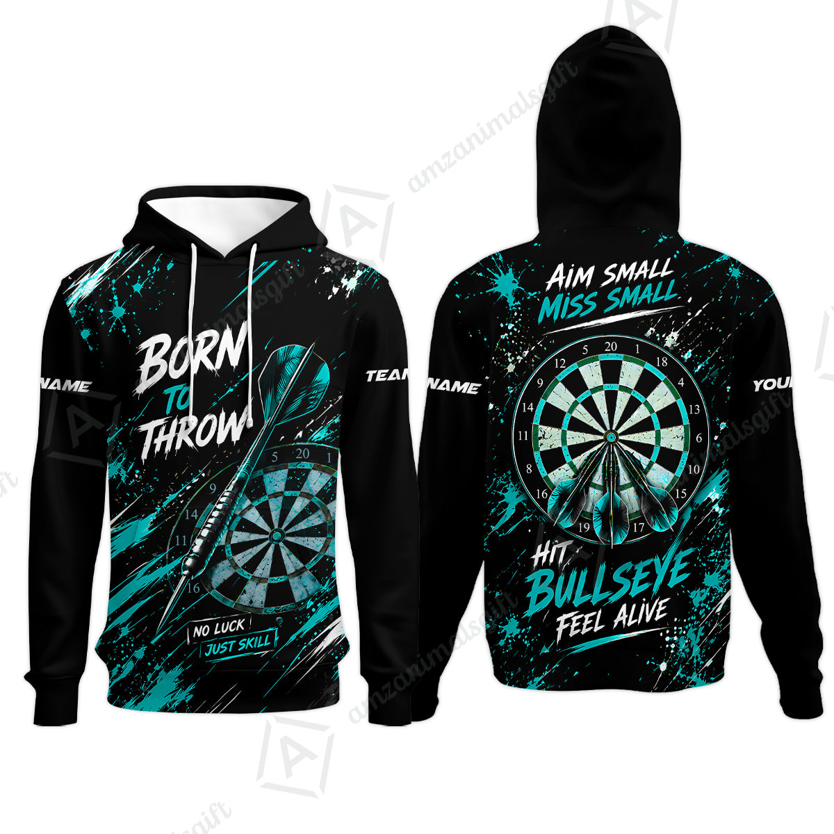 Customized Born To Throw No Luck Just Skill, Hit Bullseye Feel Alive Darts Jersey, Personalized Name And Team Name For Players