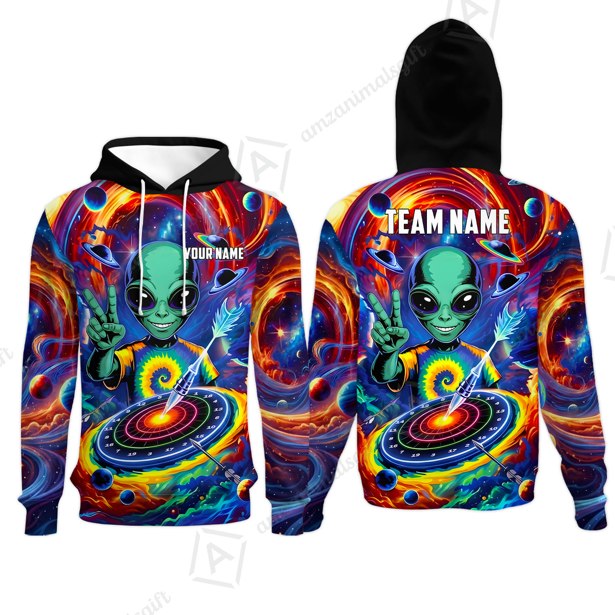 Custom Darts Team Jersey, Personalized Alien Vortex Strike Dart Polo Shirt For Players With Name & Team Name