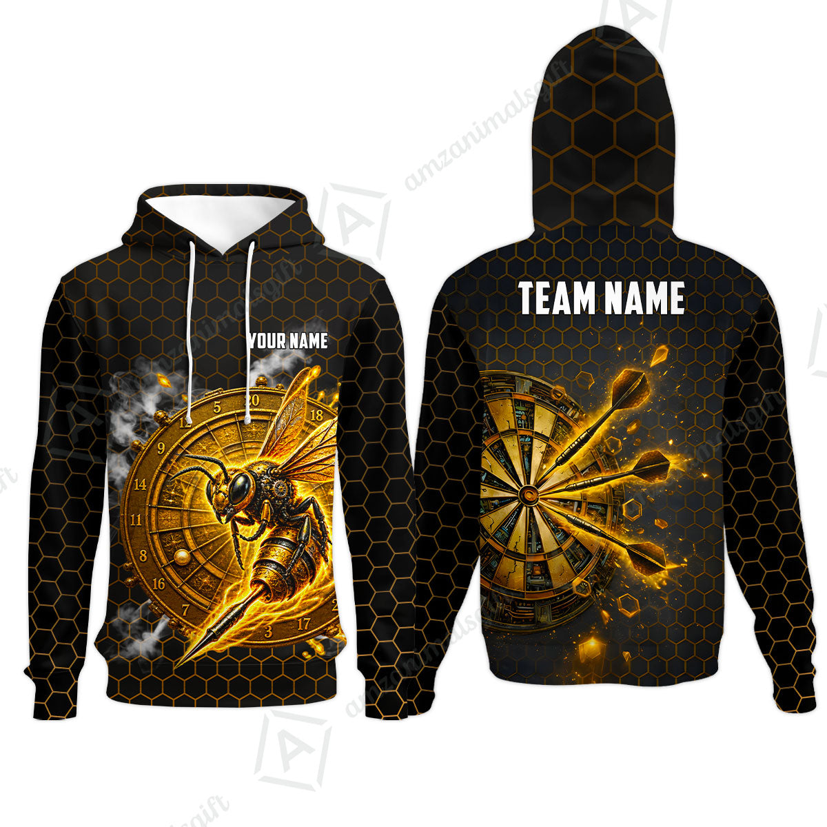 Custom Darts Team Jersey, Personalized Bee Strike Dart Polo Shirt For Players With Name & Team Name
