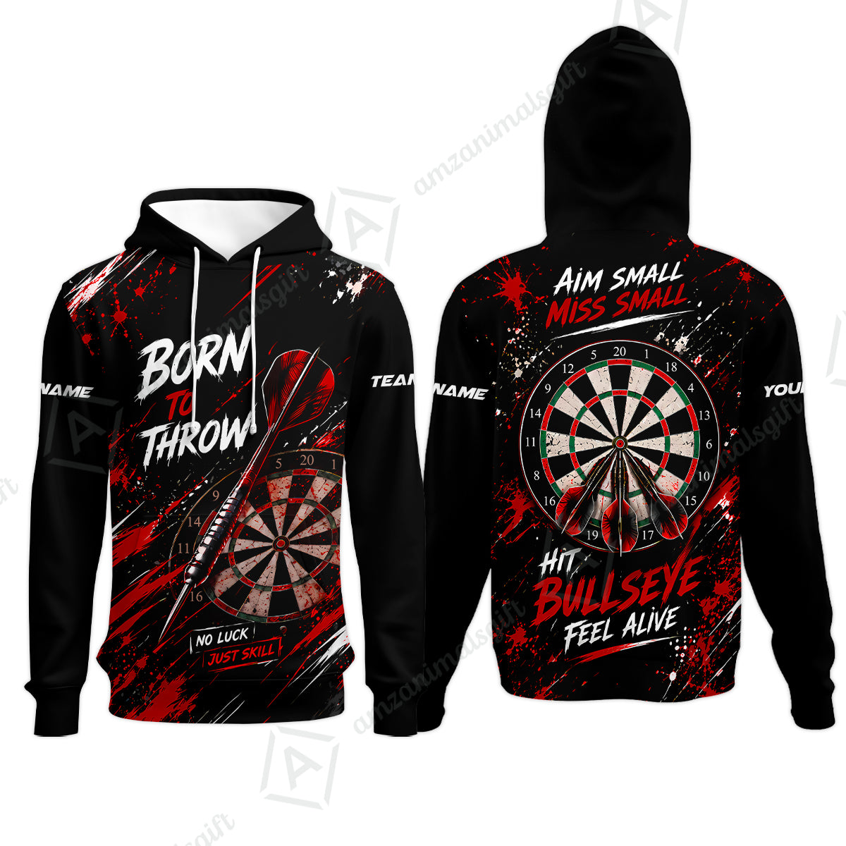 Customized Born To Throw No Luck Just Skill, Hit Bullseye Feel Alive Darts Jersey, Personalized Name And Team Name For Players