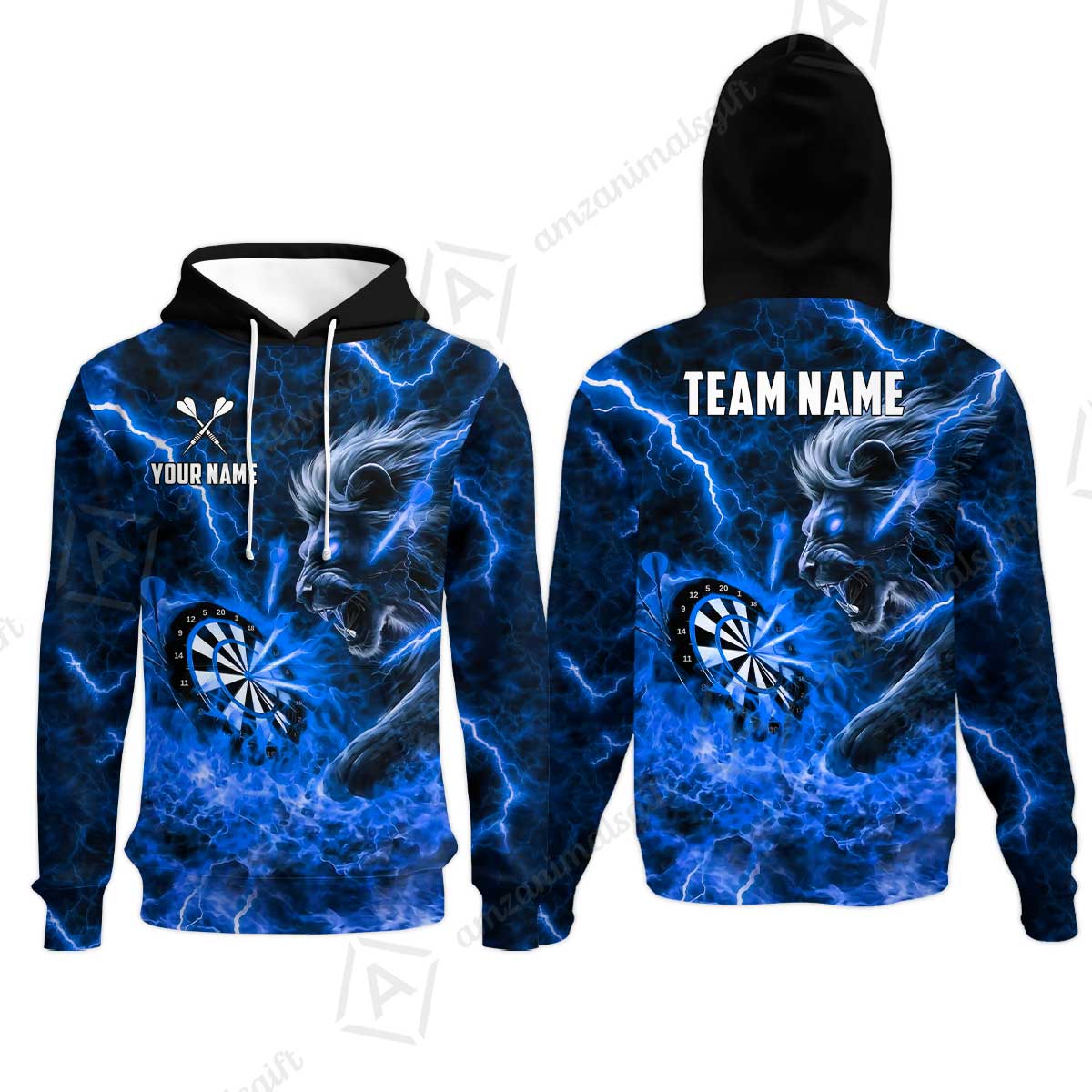 Custom Darts Team Jersey, Personalized Lightning Lion Jersey Shirt For Players With Name & Team Name
