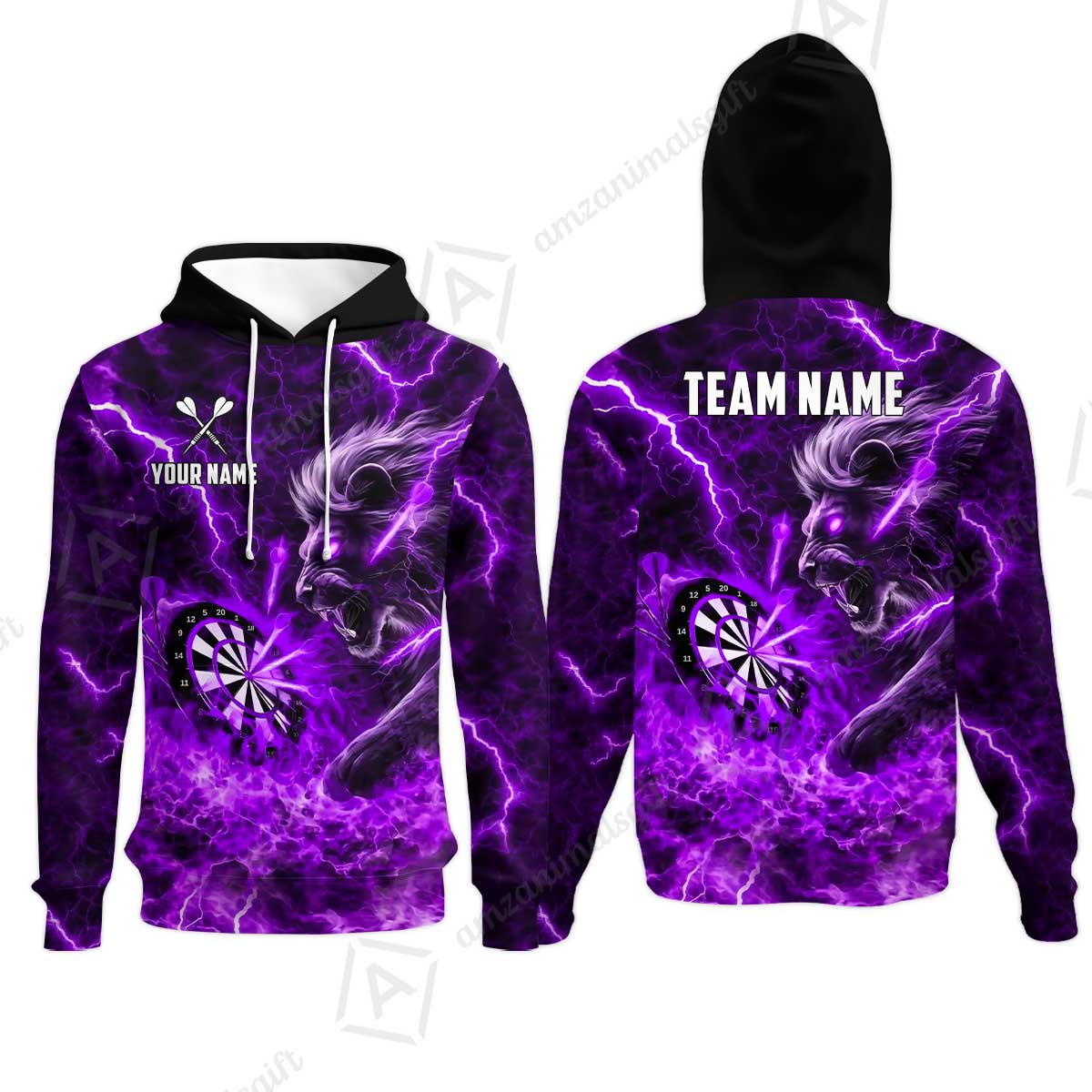 Custom Darts Team Jersey, Personalized Lightning Lion Jersey Shirt For Players With Name & Team Name