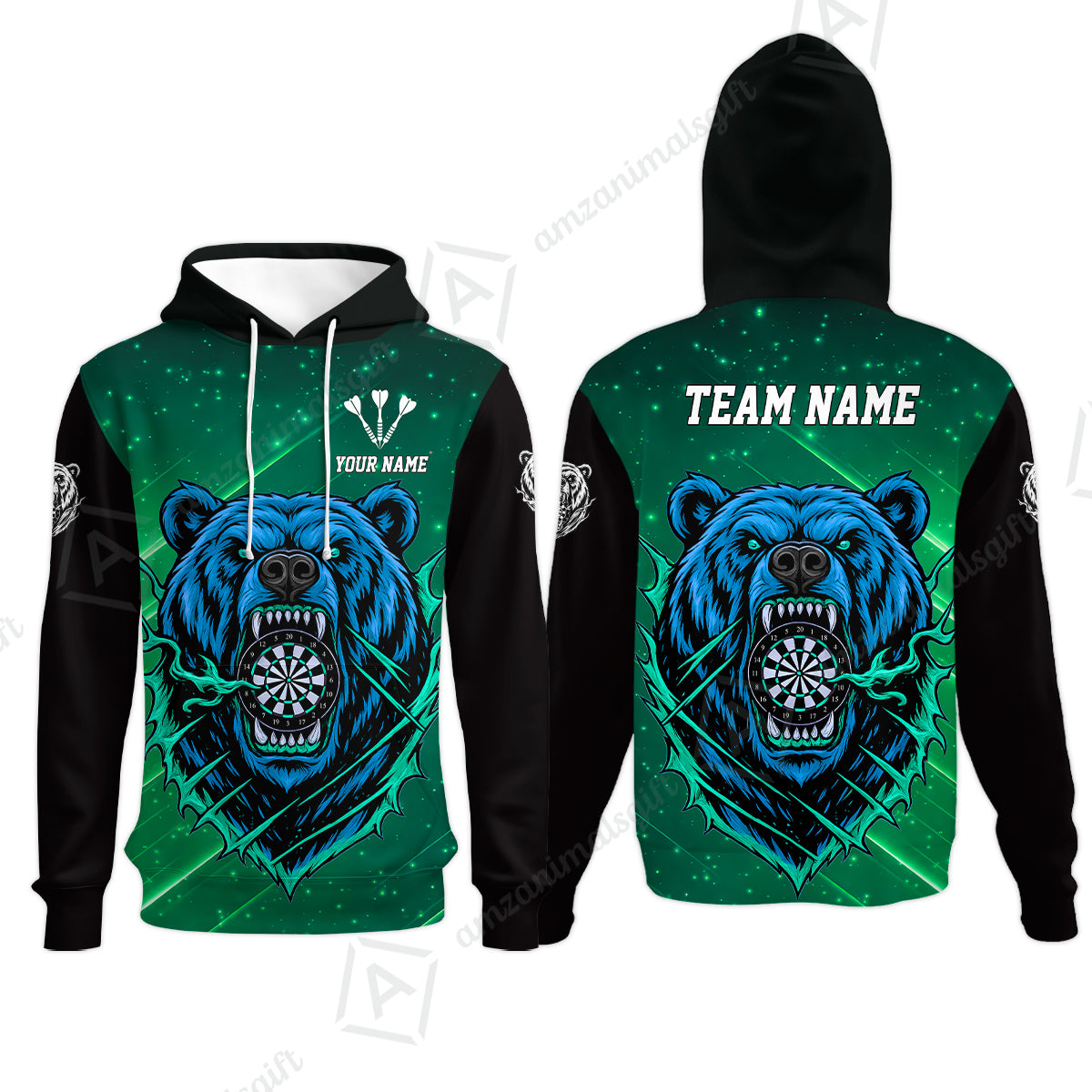 Custom Darts Team Jersey, Personalized Furious Bear Dart Polo Shirt for Players with Name & Team Name