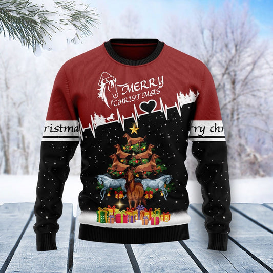 Horse Christmas Tree Ugly Christmas Sweater, Perfect Gift and Outfit For Christmas, Winter, New Year Of Horse Lovers