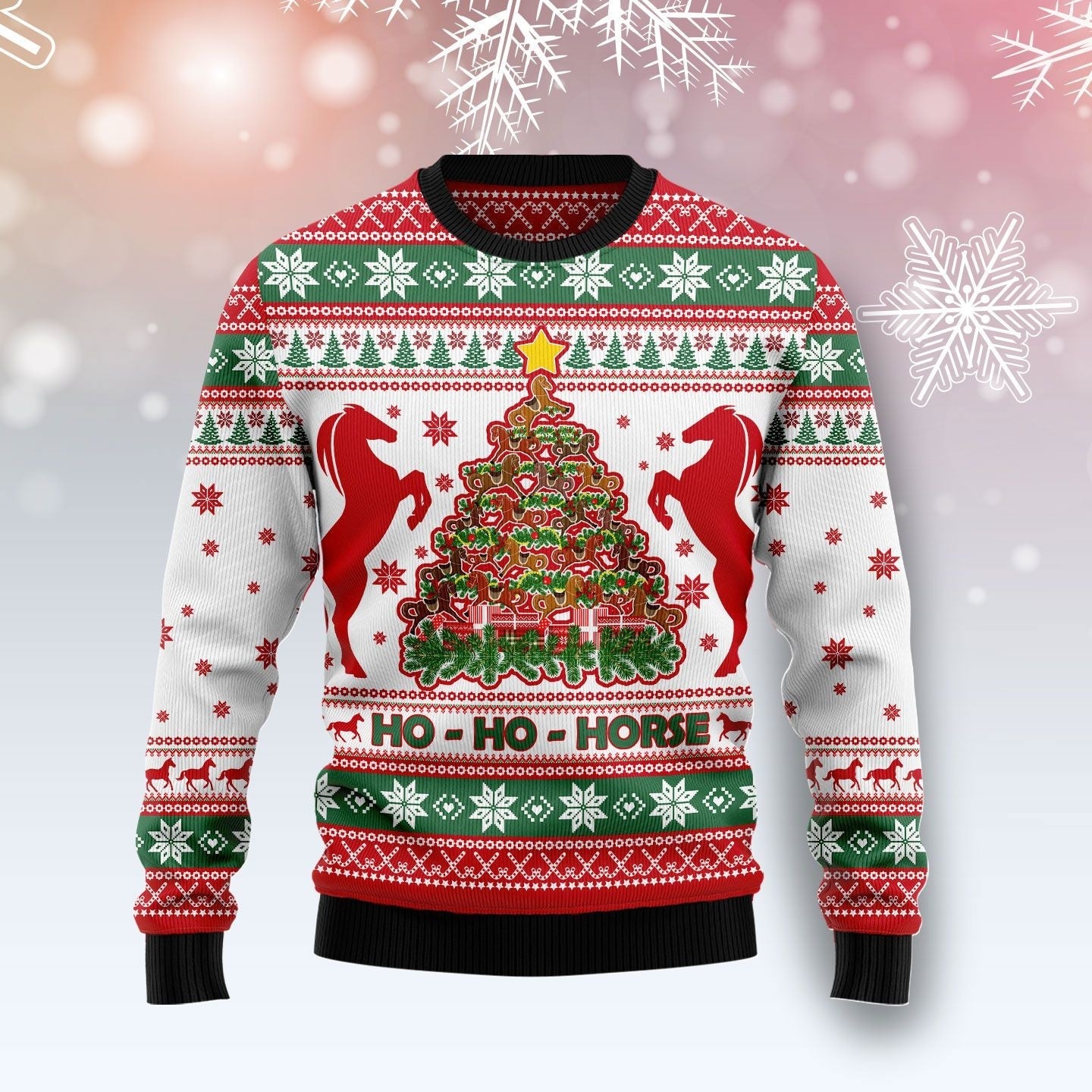 Ho Ho Horse Christmas Tree Ugly Christmas Sweater, Perfect Gift and Outfit For Christmas, Winter, New Year Of Horse Lovers