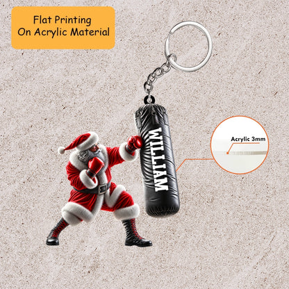 Personalized Christmas Boxing Ornament, Santa Boxing Christmas, Custom Ornament Christmas Gift, Keychain Boxing Christmas, Car Ornament Boxing Christmas