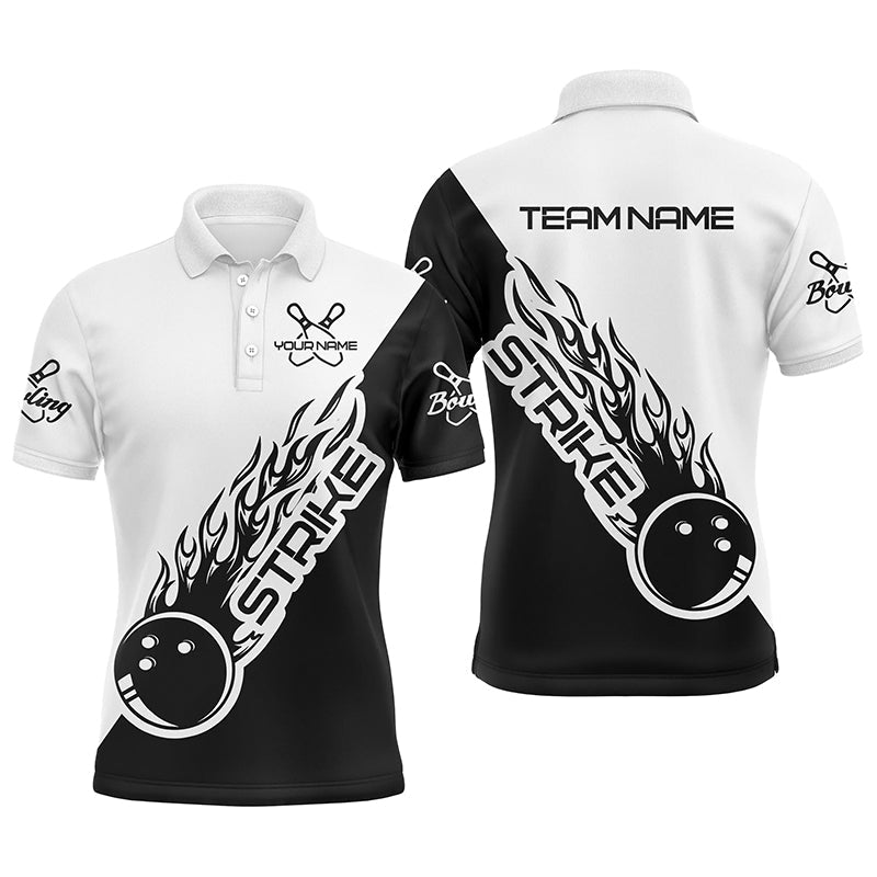 Bowling Customized Jersey Black White Shirt Strike Ball Bowling Tenpin Quarter Zip Shirt For Bowlers, Bowling Team