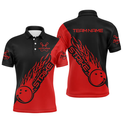 Bowling Customized Jersey Black Red Shirt Strike Ball Bowling Tenpin Quarter Zip Shirt For Bowlers, Bowling Team