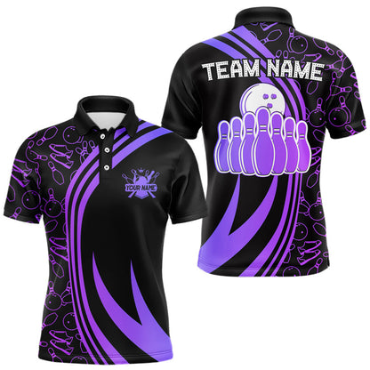Custom Blue Green Neon Bowling Team Polo Shirts, Bowling Uniforms Shirt For Team League Bowlers With Name And Team Name
